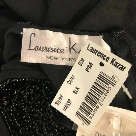 Laurence Kazar Black Beaded 100% Silk Scoop Neck Sheath Party Dress NEW - Picture 8 of 8